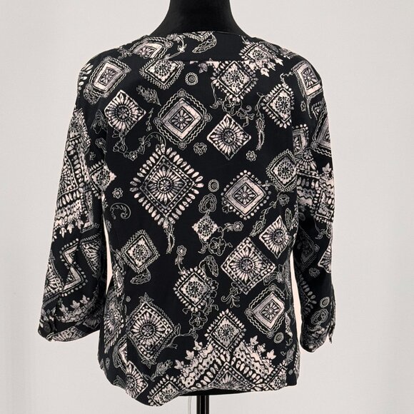 Coldwater Creek Jacket Women‎ 12 Cotton 2 Tone Floral Button Artsy Boho Light - Picture 8 of 8